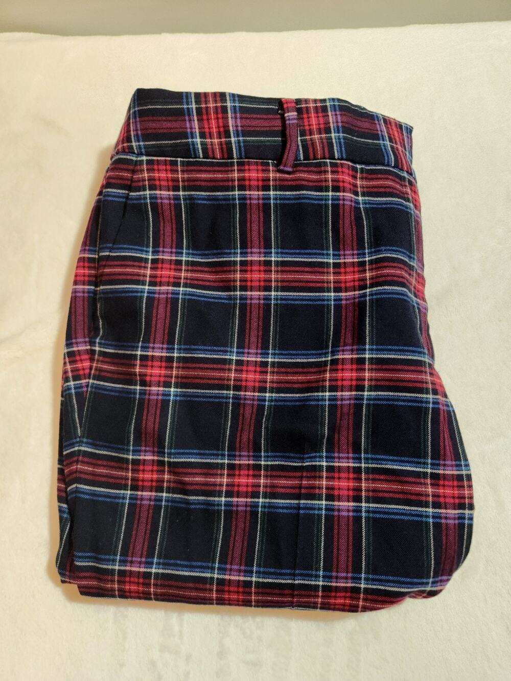 Talbots Tartan Wool Hampshire Ankle Pants Womens 16W Blue Red Chino Dress